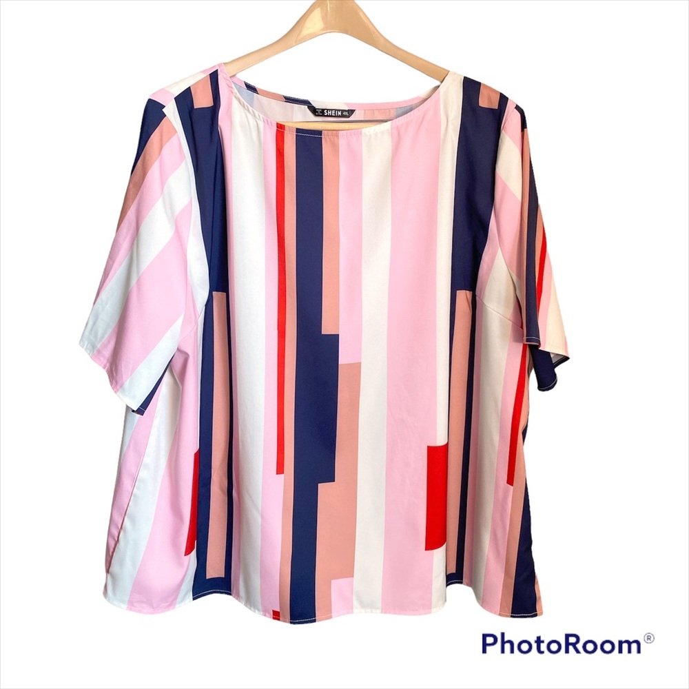 Shein curve vertical stripe Blouse size 4x